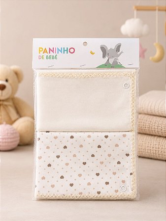 Kit Fralda de Boca com 2 Unidades + Prendedor de Chupeta - Em Algodão - Paninho de Bebê
