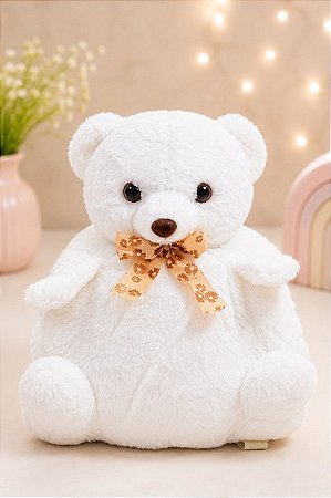 Mochila Infantil Peluciada - Urso de Pelúcia Branco – Super Macio e Fofinho