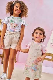 Conjunto de Body em Cotton e Salopete em Moletom Linho Off - Ref 78129 - Kukiê