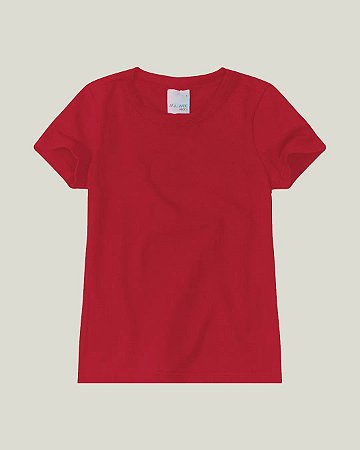 Blusa Feminina Infantil Basica Gola Redonda em Algodão Malwee -Vermelho REF 86762