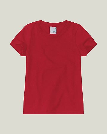 Blusa Feminina Infantil Basica Gola Redonda em Algodão Malwee -Vermelho REF86762