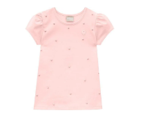 Blusa em Cotton Feminina Infantil Rosa Claro com Perolas - Ref - 74023 -Infanti
