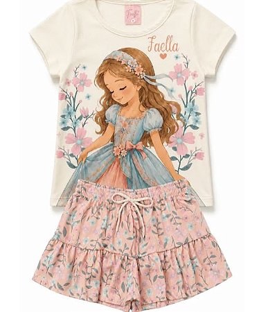 Conjunto Infantil - Verão Feminino - Princesa Rosé - Off