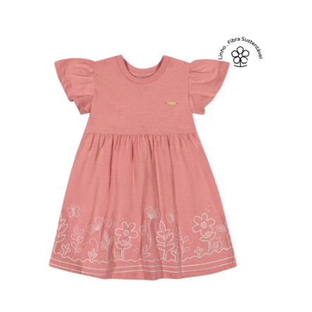 Vestido Infantil Menina Malha Linho - Colorittá - Rosé - Ref 73292