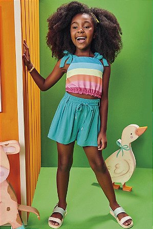 Conjunto de Cropped em Air Flow e Short Em Crepe Zayn  Kukiê REF66070