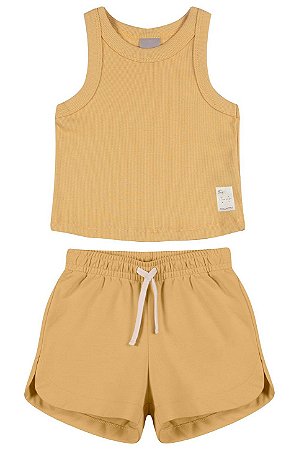 Conjunto Infantil Menina Blusa Regata Malha e Short Moletinho - Colorittá - Ref 75449