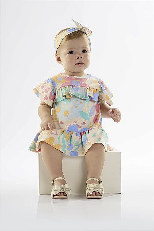 Up Baby Vestido Estampado Com Tiara Ref - 45731