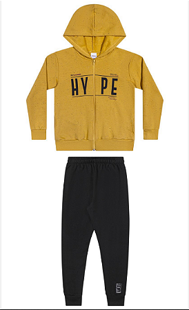 Abrigo Masculino Moleton - jaqueta com Ziper e Capuz e Calça Moleton - Elian - Ref 241455