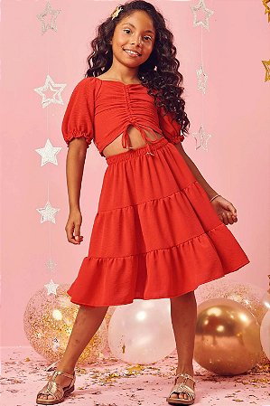 Vestidos Femininos Vestido Vermelho Infantil Renner Vestido