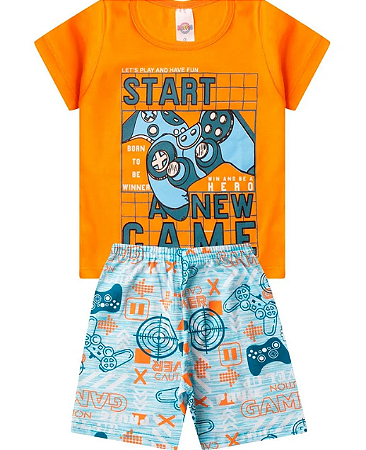 Rovitex - Pijama Masculino Brilha no Escuro Kappes Laranja