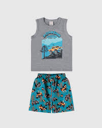 Conjunto Infantil Menino Regata Mountain Adventure Em Algodão e Bermuda Tactel Estampada - Malwee Kids - Ref 127419
