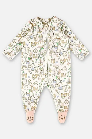 Macacão para Bebê Menina em Suedine Comfy (Off White) - Ref 45621 Up Baby