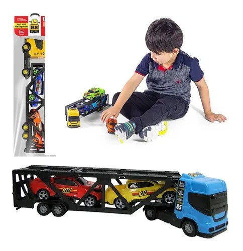 Brinquedo Caminhão Mini Cegonheiro Com 2 Carrinhos Bs Toys