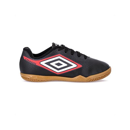 Chuteira Umbro Futsal Cannon Jr Preto/Vermelho/Branco Feminino