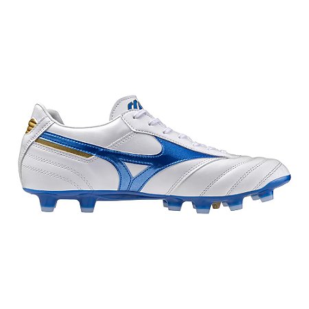 Chuteira Mizuno Campo Morelia II Pro Branco/Azul Masculino