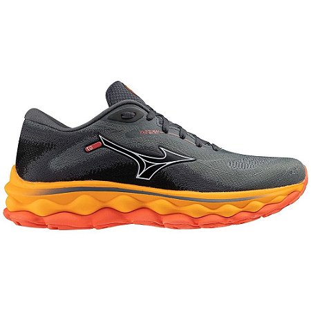 Tênis Mizuno Wave Sky 7 Preto/Laranja Feminino