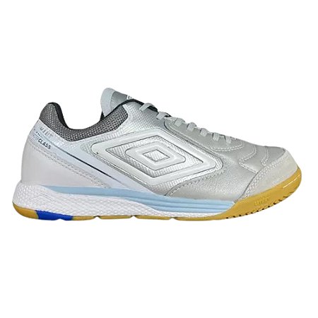 Chuteira Umbro Futsal Adamant Master Prata/Branco Masculino