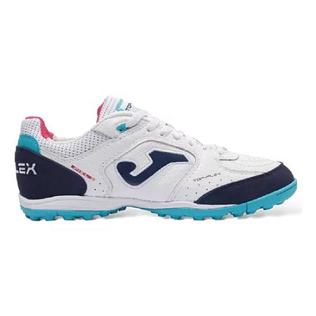 Chuteira Joma Society Top Flex Branco/Azul Masculino