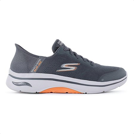 Tênis Skechers Go Walk Arch Fit 2.0 Carvao/Laranja Masculino