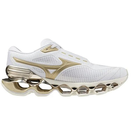 Tênis Mizuno Wave Prophecy 15 Branco/Dourado Masculino
