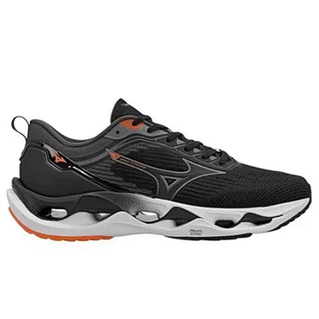 Tênis Mizuno Wave Stratos 3 Preto/Laranja Masculino