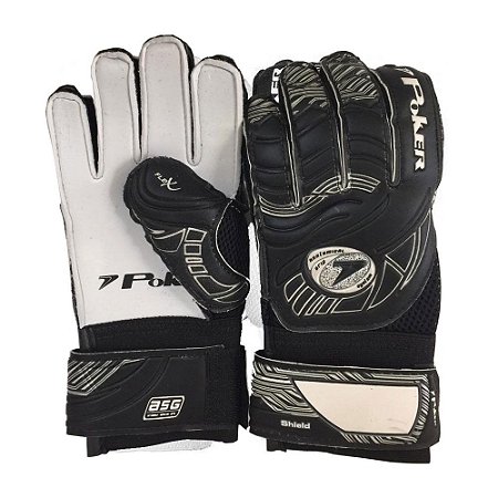 Luva de Futebol de Campo Poker Shield Preto Profissional