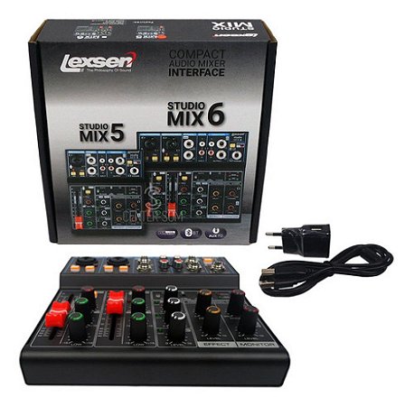 Mesa De Som 6 Canais Studio Mix 6 Lexsen Interface Usb/bt/48