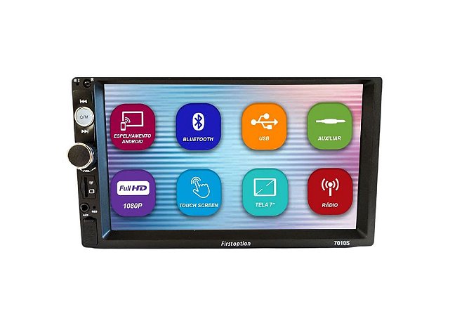 Central Multimídia First Option 7010S MP5 Touch Bluetooth/Aux Espelhamento Android E IOS
