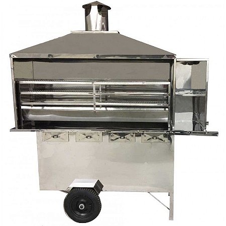 Carrinho de Churrasco Extra-Grande 1,50m de Churrasqueira Toda em Inox