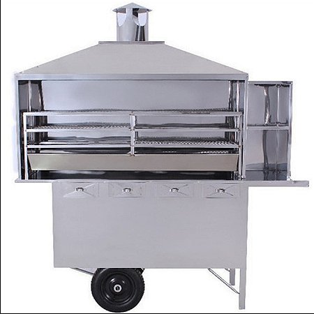 Carrinho de Churrasco Extra-Grande 1,50m de Churrasqueira Toda em Inox