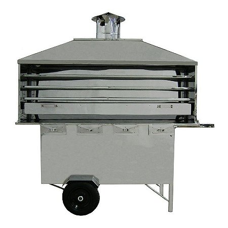 Carrinho de Churrasco Extra-Grande 1,80M de Churrasqueira à Carvão Toda em Inox