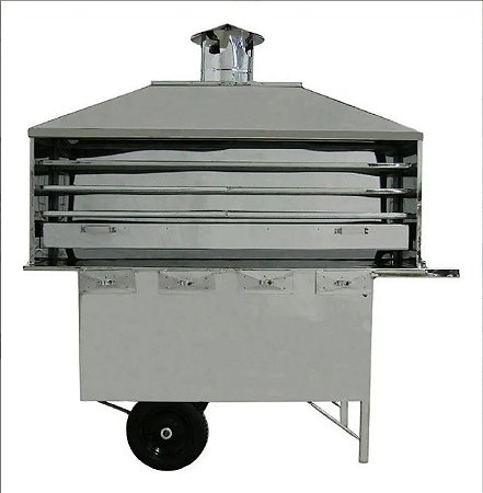 Carrinho de Churrasco Extra-Grande 1,80M de Churrasqueira à Carvão Toda em Inox