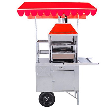 Carrinho de Churrasco Inox (50cm de Churrasqueira) Com Cobertura