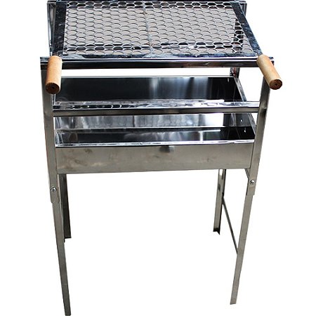 Churrasqueira 50cm Inox Com Pés Dobráveis E Grelha Em Inox