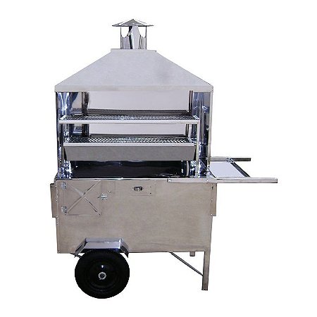 Carrinho de Churrasco 90cm com Caixa Térmica, Baú de Mantimentos e Gaveta de Dinheiro Com Cobertura