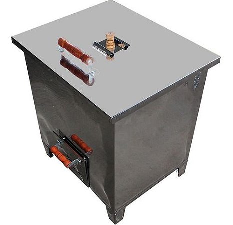 Defumador Churrasqueira Forno a Bafo em Inox 25Kg com Grelha e Acessórios