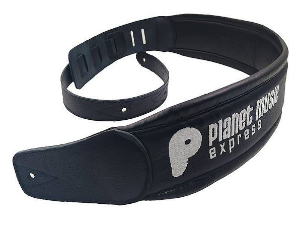 Correia PMX Strap Black, Couro Natural e Vegano, Bordada, Preta