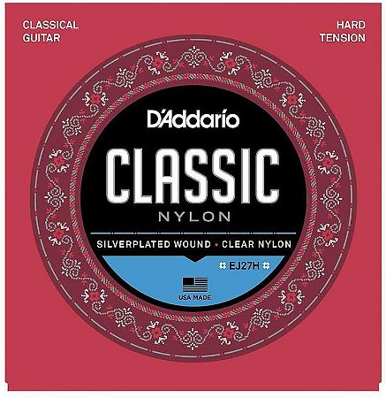 Encordoamento D'Addario EJ27H Violão Nylon Transparente, Tensão Alta