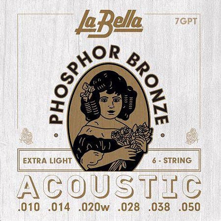 Encordoamento La Bella Violão Aço Phosphor Bronze X-Lite 10-50