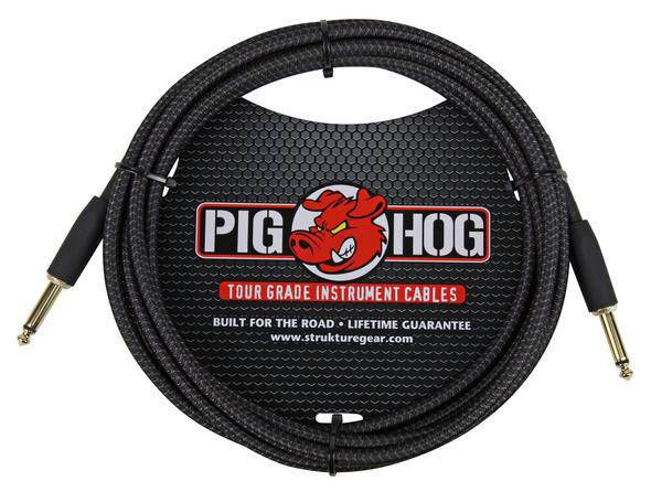 Cabo Pig Hog Woven para Instrumento 3 metros Preto/Branco