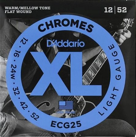 Encordoamento D'Addario ECG25 Chromes Flatwound Guitarra 12-52