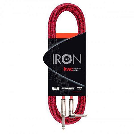 Cabo KWC Iron Têxtil Instrumento P10 L/Reto 6 mts Verm/Preto