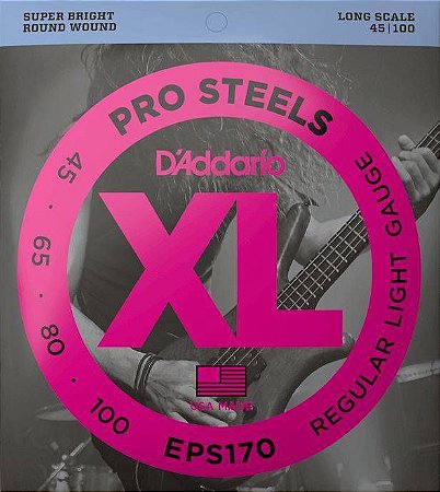 Encordoamento D'Addario EPS170 Pro Steels Baixo 4 Cordas 45-100