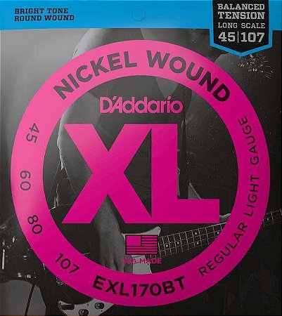 Encordoamento D'Addario EXL170BT Baixo 4 Cordas Nickel 45-107