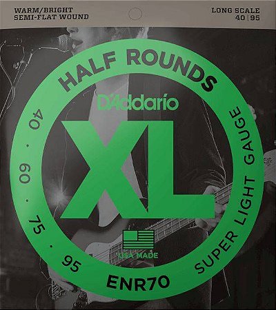 Encordoamento D'Addario ENR70 Half Wound Baixo 4 Cordas 40-95