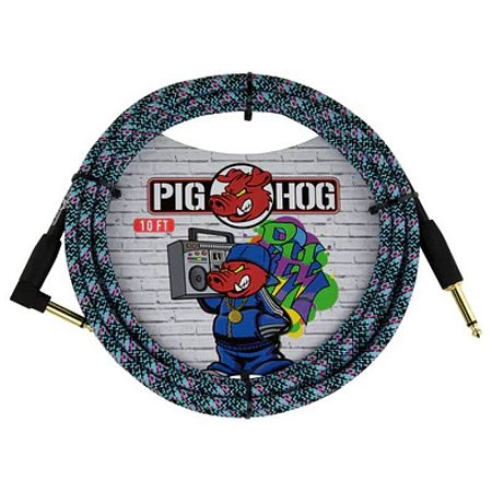 Cabo Pig Hog Blue Graffiti para Instrumento 3 metros, Plug L