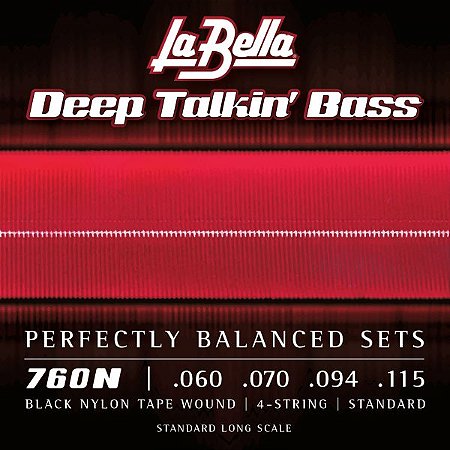 Encordoamento La Bella Baixo 4 Cordas Flat 760N Black Nylon Tape – 60-115