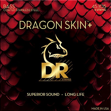 Encordoamento DR Strings Dragon Skin+ Baixo 4 Cordas, Aço inox 45-105