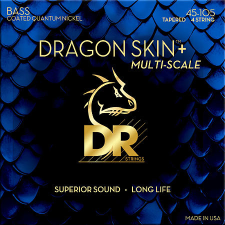 Encordoamento DR Strings Dragon Skin+ Baixo Mult-Scale Quantum Nickel 45-105 Tap. Medium
