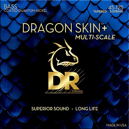 Encordoamento DR Strings Dragon Skin+ Baixo Multi-Scale Quantum Nickel 45-125 Tap. Medium